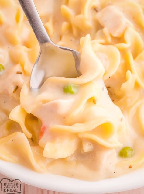 Noodles With Cream Of Chicken Soup, Best Creamy Chicken Noodle Soup, Chicken Pasta Soup, Creamy Noodles, Creamy Chicken And Noodles, Chicken And Egg Noodles, Creamy Chicken Noodle, Crockpot Chicken And Noodles, Chicken Noodle Soup Crock Pot