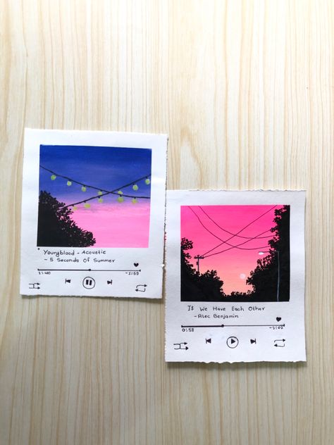 Song Painting Ideas, Mini Polaroid Painting, Painting Polaroids, Painting For Room, Art Competition Ideas, Cute Easy Paintings, Cute Easy Doodles, Easy Doodles, Art Basics