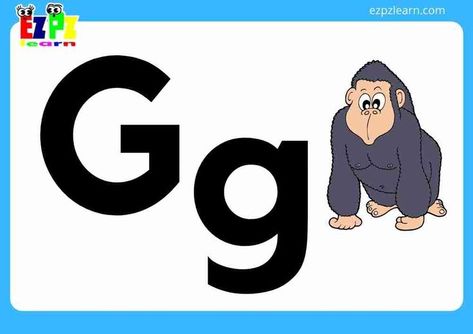 Letter G Gorilla Craft, G Flashcards, Letter E Flashcards, Letter F Flashcards, Sound Alphabet, Online Flashcards, Abc Flashcards Alphabet Flash Card, Alphabet G, Food Flashcards