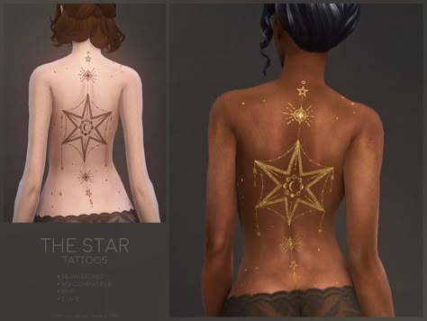 sugar owl's The Star tattoos The Star Tattoo, Mods Sims 4, Sims 4 Tattoos, San Myshuno, Die Sims 4, Sims 4 Cas Mods, The Sims 4 Skin, Sims Packs, Pelo Sims