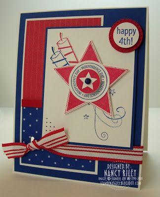 i STAMP by Nancy Riley: 4TH OF JULY Patriotic Cards, Blue Cards, Pink Marker, Blue Bayou, Book Catalogue, Circle Punch, Original Card, Rubber Stamping, Ink Pads