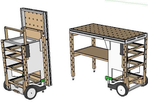 Timothy Wilmot's Multi-Function Tool Cart - Core77 Portable Workshop, Festool Mft, Festool Systainer, Portable Workbench, Mobile Workbench, Tool Cart, Workbench Plans, Diy Garage Storage, Garage Tools