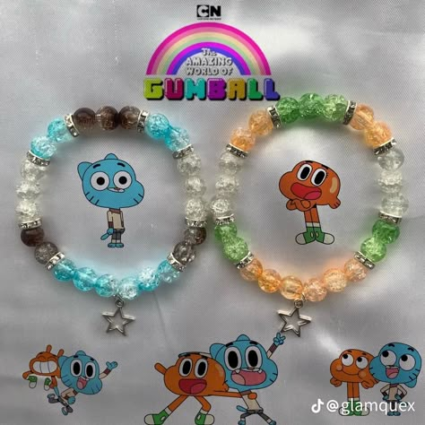 Matching Character Bracelets, 3 Matching Bracelets, Character Themed Bracelets, Gumball And Darwin Bracelets, Bracelet Ideas Characters, Matching Pony Bead Bracelets, Cartoon Bracelet Ideas, Braclets Ideas Beads Easy, Matching Bracelet Ideas