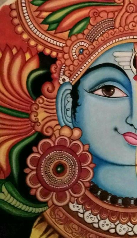 Shiv And Shakti, Kerala Art, Happy Shivratri, Morden Art, Tanjore Art, Indian Traditional Paintings, Mural Art Design, Mural Paintings, Buddhist Art Drawing