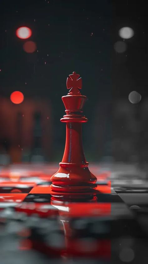 Full Color Image in ai-img-gen.com 🔸 A single red king chess piece standing alone on a chessboard, highly detailed, realistic, with drama... 🔸 From Midjourney AI Image Red Chess Pieces, Red Chess Aesthetic, Chess Photography, King Chess Piece, King Chess, Nice Photography, Chess King, Red King, Best Movie Quotes