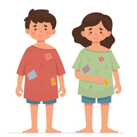 Two poor children with dirty clothes Pre... | Premium Vector #Freepik #vector #food #people #kids #children Poor Clothes, Man Vector, Boy Illustration, Phone Wallpaper Pink, Kids Vector, Poor Children, Kids Clipart, Poor People, Art Drawings For Kids