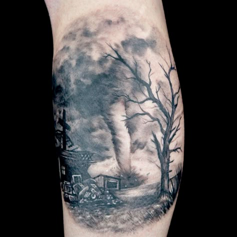 Tornado Tattoo by Pinz & Needlez (Jessy Knuckles & Allisin Riot) Tornado Wallpaper, Disaster Tattoo, Tornado Tattoo, One Punch Man Wallpapers, Oklahoma Tattoo, Tornado Gif, Tornado 250, Ink Master Tattoos, Storm Tattoo