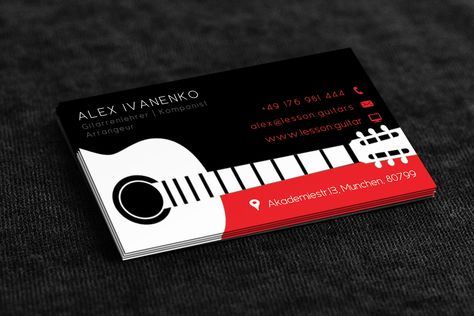 Music Visiting Card, Music Business Cards Design, Visit Cards, Music Business Cards, Teacher Business Cards, Teacher Business, Business Card Texture, Graphic Design Brochure, Guitar Teacher