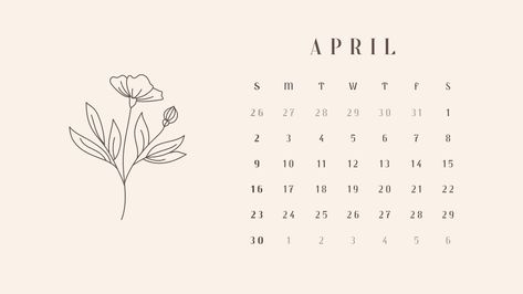 Neutral Brown Beige 2023 Feminine Printable Monthly Calendar - Templates by Canva April Calender, Ipad Decor, Widget Images, Journal Headers, Beige Aesthetics, Ipad Setup, Bullet Journal Headers, Flower Calendar, Calendar Widget