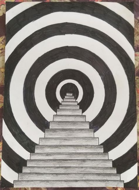 Illusions Art, Optical Illusion Drawing, Illusion Drawings, Optical Illusions Art, Concentric Circles, Free Hand Rangoli Design, Free Hand Rangoli, 3d Drawings, Illusion Art