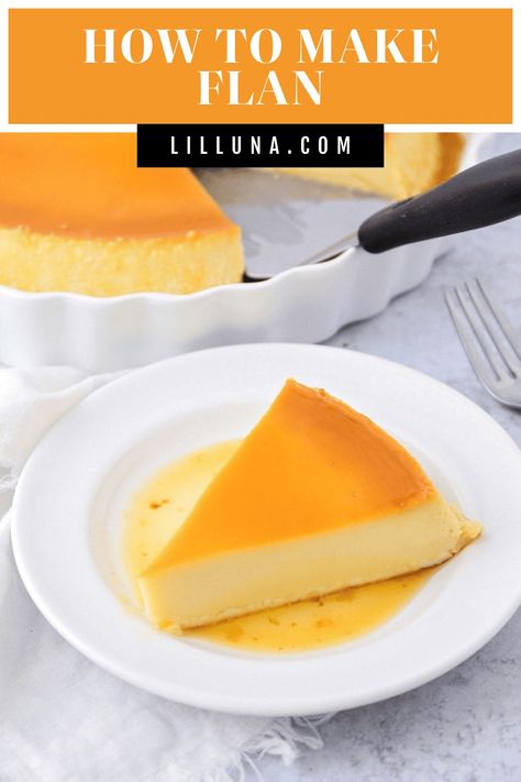 Easily learn how to make flan - a creamy, decadent Latin-inspired custard dessert topped with an irresistible caramel coating. It's also surprisingly easy to make! #flan #mexicanflan #mexicanrecipe #dessert #caramel Homemade Flan Recipe, How To Make Flan, Flan Recipe Easy, Mexican Flan, Cake Batter Truffles, Sopapilla Cheesecake Bars, French Custard, Sopapilla Cheesecake, Homemade Chocolate Truffles