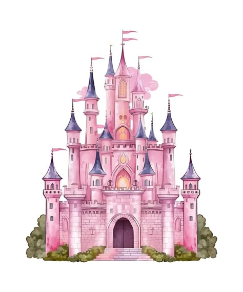 Princess Castle Drawing, Castle Cartoon, Silhouette Butterfly, Disney Princess Castle, Disneyland Princess, Carnival Birthday Party Theme, Castle Drawing, Baby Backdrop, Happy Birthday Printable