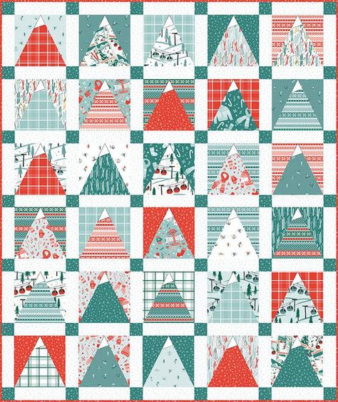 Frannie B. Quilting Co. Peaks Quilt Pattern | Riley Blake Designs Regal Pines Quilt Pattern, Riley Blake Panel Quilt Patterns, Riley Blake National Parks Quilt, Riley Blake Fabric Panels, Riley Blake Christmas Fabric, Ski Hill, Panel Quilt Patterns, Christmas Quilt Patterns, Snowy Mountain