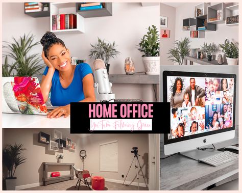 Youtube Setup Ideas Background Home Office, Filming Room Youtube, Video Editing Office Ideas, Youtube Filming Setup, Filming Setup Youtube, Youtube Filming Room, Recording Setup Youtube, Edit Youtube Videos, Filming Room