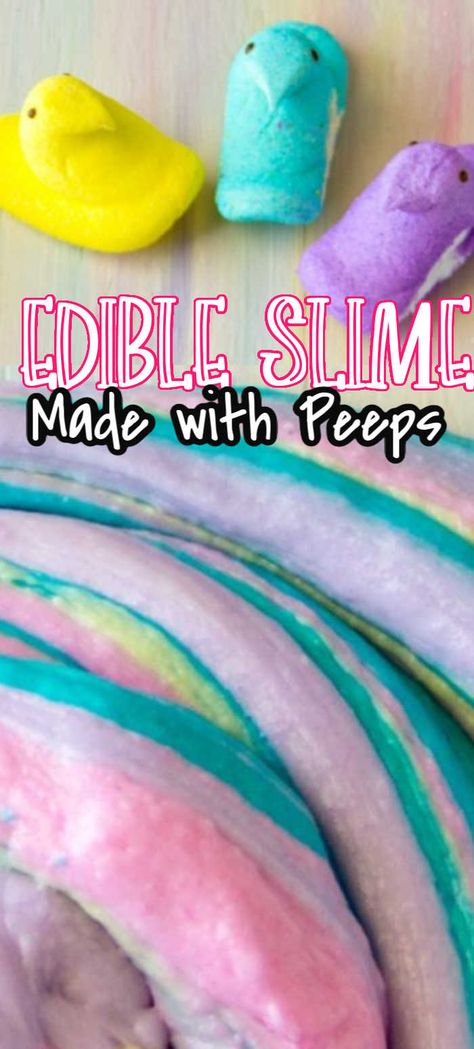 Peeps Crafts Preschool, Peep Slime Recipe, Peep Day Activities, Marshmallow Slime, Peep Activities For Preschool, Unicorn Slime Recipe, Recipes With Peeps, Easter Slime Ideas, Unicorn Slime