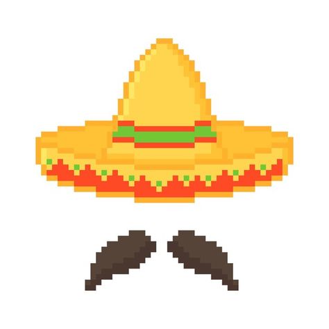 Pixel Art Landscape, Hat Aesthetic, Mexican Hat, Pixel Games, Mexican Party, Game Background, Game Icon, Fuse Beads, Pink Abstract