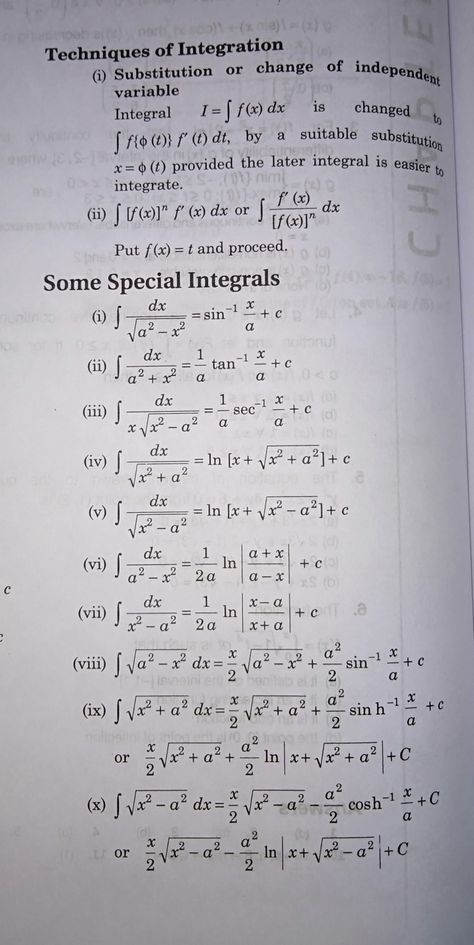 Integration Formulas Notes, Calculus Aesthetic, Integration Formulas, Mathematics Aesthetic, Integral Calculus, Math Formula Chart, Teaching Math Strategies, Physics Lessons, Learn Physics