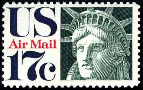 Head of Liberty, U.S. airmail stamp, 1971 issue State Of Liberty, Statue Of Liberty Drawing, Statue Of Liberty New York, Bosphorus Bridge, Usa Stamps, Liberty New York, New York Harbor, Going Postal, Stamps Collection