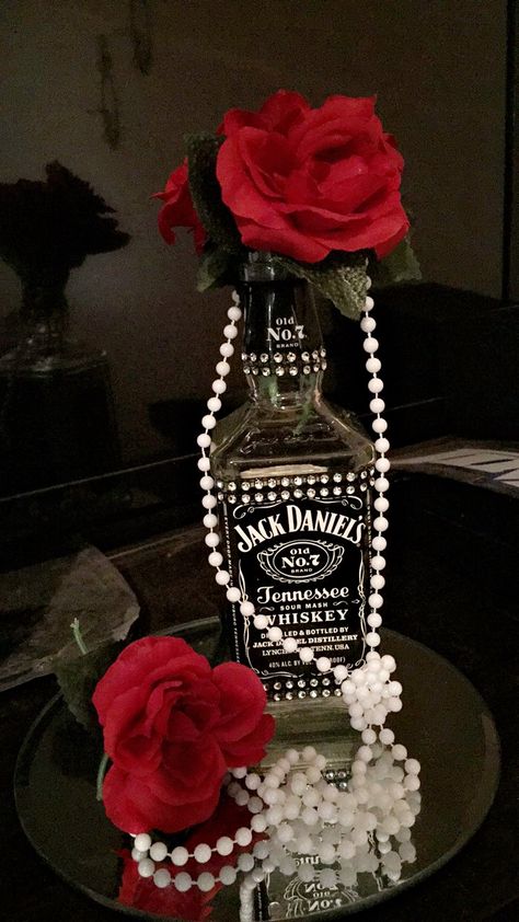 Jack Daniels Wedding Centerpieces, Leather And Lace Party Theme, Jack Daniels Wedding, Mafia Wedding, Bling Theme, Lace Wedding Decorations, Biker Wedding, 60th Bday, Jack And Coke