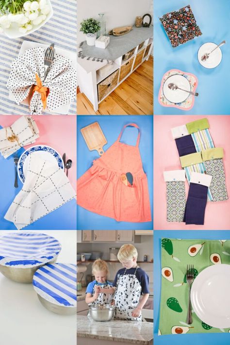 27 Kitchen Sewing Projects • Heather Handmade Diy Kitchen Items To Sew, Sewing Kitchen Accessories, Sewing For Kitchen, Kitchen Sewing Ideas, Kitchen Sewing Projects, Household Sewing Projects, Sewing Tutorials For Beginners, Pioneer Woman Placemats, Simple Sewing Projects