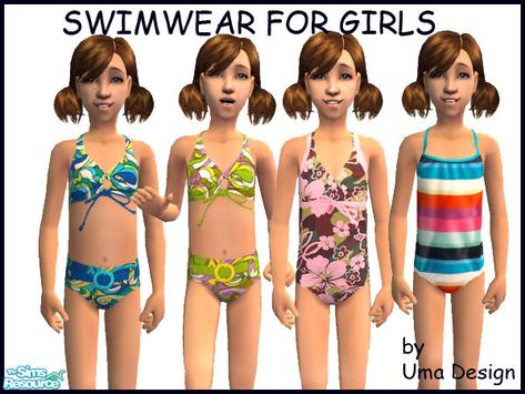 The Sims Resource - Swimwear for Little Girls - SET Sims 4 Cc Girl, Baby Mine, The Sims 2, 70s Era, Taffeta Dress, Sims Community, Leopard Dress, Kids Outfits Girls, The Sims Resource