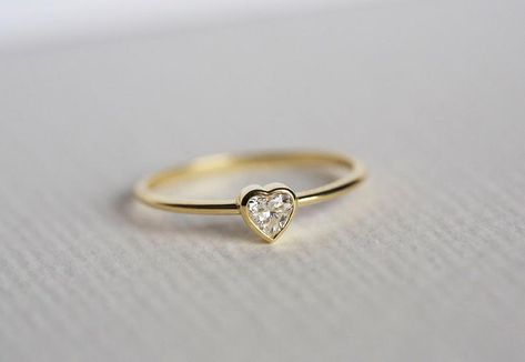 Heart Diamond Ring, Yellow Gold Solitaire Ring, Diamond Heart Ring, Diamond Stacking Rings, Gold Solitaire Ring, Yellow Gold Wedding Ring, Moissanite Diamond Rings, Heart Diamond, Heart Shaped Diamond