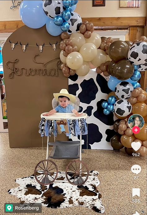 Cowboy Birthday Party Decorations, Cow Baby Shower Theme, Cowboy First Birthday, Cowboy Themed Birthday Party, Baby First Birthday Themes, Rodeo Birthday Parties, Rodeo Party, Cowboy Baby Shower