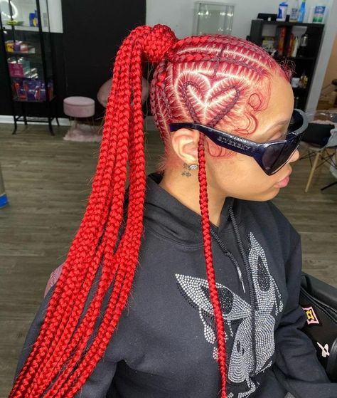 Red Braids, Cornrow Ponytail, Box Braids Hairstyles For Black Women, Cute Braided Hairstyles, Cute Box Braids Hairstyles, Quick Braided Hairstyles, Protective Hairstyles Braids, Pretty Braided Hairstyles, Girls Hairstyles Braids