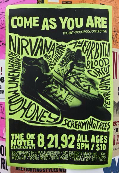 Nirvana Concert, Nirvana Poster, Grunge Posters, Temple Of The Dog, Punk Poster, Vintage Music Posters, Band Poster, Arte Punk, Rock Posters