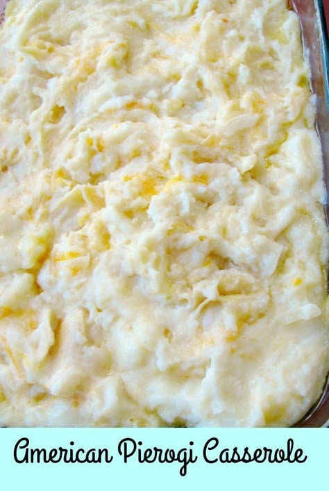 The ultimate comfort food, this American Pierogi Casserole is filled with mashed potatoes, egg noodles, onions, American and cheddar cheese, and butter. Egg Noodle Casserole, Pierogi Recipes, Dinner Potatoes, Pierogi Casserole, Hugs Cookies, Pierogi Recipe, Cheese Mashed Potatoes, Crazy Kitchen, Instant Potatoes