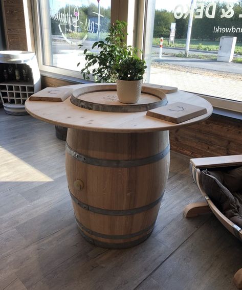 Wine Barrel Bar Table, Barrel Bar Table, Tonneau Bar, Mezzanine Ideas, Wine Barrel Bar, Round Pub Table, Wine Barrel Table, Wood Bar Table, Wine Barrel Furniture