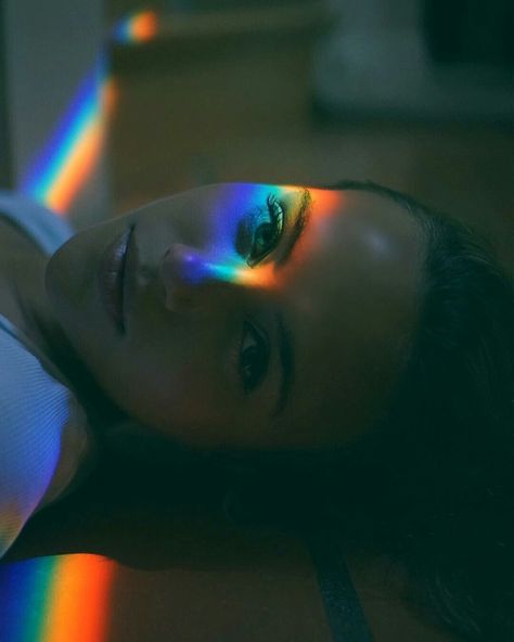 Rainbow Highlights, Light Shoot, Rainbow Face, Chakra Colors, Light Film, Rainbow Aesthetic, Rainbow Light, Party Scene, Camp Half Blood