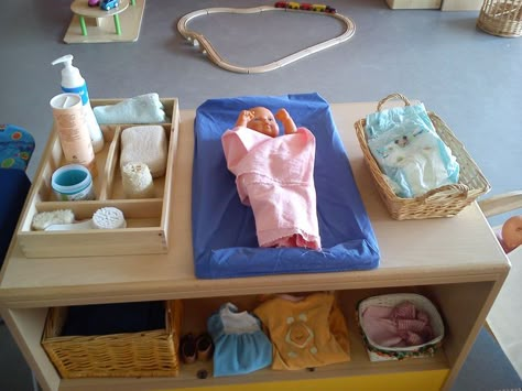 Baby Changing Unit, Dramatic Play Themes, Role Play Areas, Dramatic Play Preschool, Dramatic Play Area, Montessori Practical Life, Toddler Classroom, Dramatic Play Centers, Home Daycare