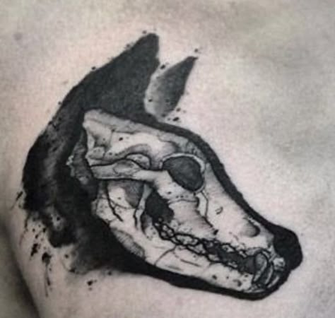 Zombie Dog Tattoo, Creepy Dog Tattoo, Skeletal Animal Tattoos, Skull Dog Tattoo, Gothic Dog Tattoo, Canine Skull Tattoo, Dead Animal Tattoo, Dog Teeth Tattoo, Dog Skull Tattoo