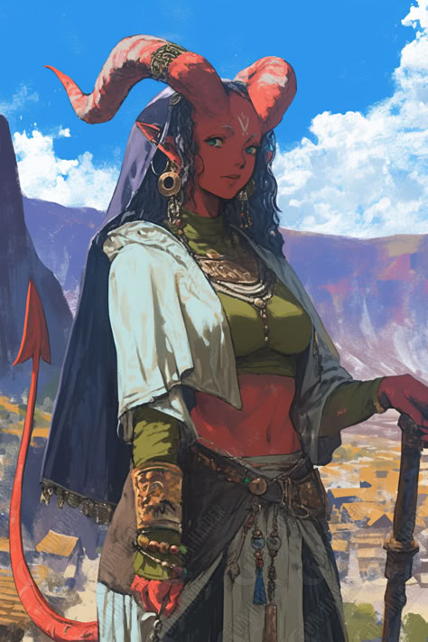 Tiefling Cleric Red Tiefling, Tiefling Cleric, Inspirational Characters, Tiefling Paladin, Tiefling Female, Dnd Tiefling, Pathfinder Character, D D Character Ideas, Cyberpunk Style