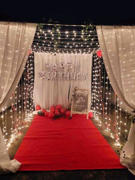 Rooftop Anniversary Decor, 25th Anniversary Decoration Ideas At Home, 25 Anniversary Decoration Ideas, Terrace Decoration Ideas For Party, 25th Anniversary Decorations At Home, Rooftop Birthday Party Decorations, Terrace Birthday Decoration, Terrace Decoration Ideas, Decoration Ideas For Birthday