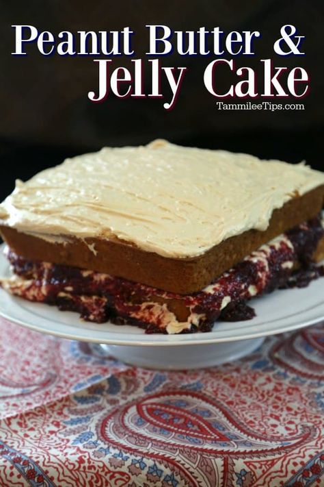 Peanut Butter And Jelly Cake Recipe, Peanut Butter And Jelly Cake, Jelly Cake Recipe, Smuckers Jam, Peanut Butter Jelly Recipes, Jif Peanut Butter, Peanut Butter Icing, Butter Icing, Jelly Cake