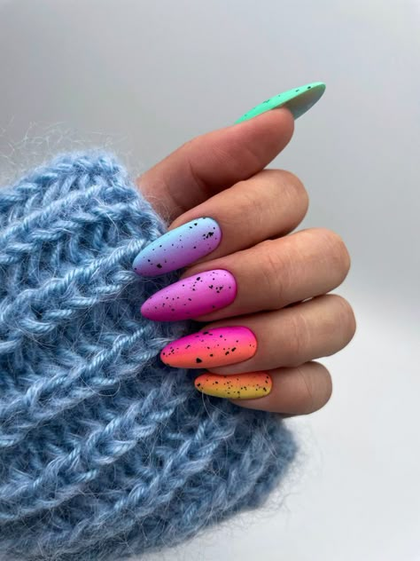 Winter Rainbow Nails 2023-2024 21 Ideas: Embrace the Vibrant Chill - women-club.online Vibrant Nail Colors, Dip Nail Colors, Girls Nail Designs, Rainbow Nails Design, Pointed Nails, Nail Design Inspiration, Vibrant Nails, Nail Art Designs Videos, Nail Patterns