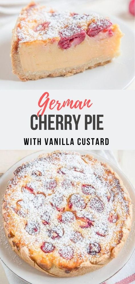 Cherry Custard Pie, Cherry Custard, German Sweets, Cherry Cake Recipe, German Food Authentic, German Desserts, German Baking, Cherry Cake, Cherry Recipes