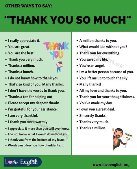 Thank You So Much: 33 Different Ways to Say "Thank You So Much" - Love English Business Writing Skills, Other Ways To Say, Appreciation Ideas, English Phrases Idioms, Learn English Grammar, Good Vocabulary Words, Interesting English Words, Good Vocabulary, English Language Teaching