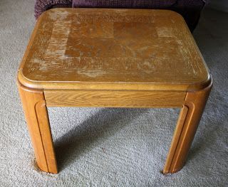 Tails to Tell: End Table Makeover Refinishing Oak End Tables, End Table Color Ideas, End Table Makeover Ideas, Refurbished End Tables, Redo End Tables, Refinished End Tables, Cheap End Tables, Old End Tables, Antique End Tables