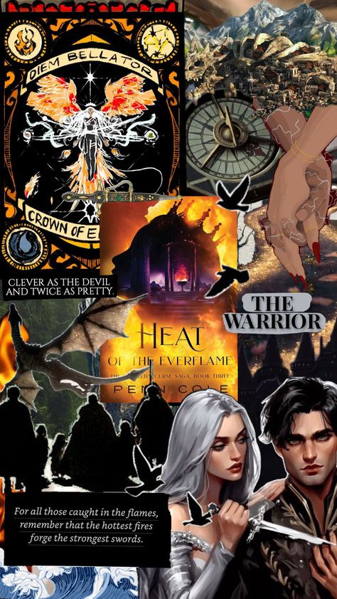 Heat of the Everflame by Penn Cole #heatoftheeverflame #kindredscursesaga #penncole #diembellator #luthercorbois #romantasy #bookaesthetic #books Flame In The Mist Fanart, Spark Of The Everflame Book, Heat Of The Everflame, Spark Of The Everflame Fanart Diem, Spark Of The Everflame Fanart, Spark Of The Everflame, Flame In The Mist, Book Tok, Kindle Stickers