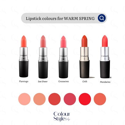 Warm Spring Lipstick Colors, Warm Spring Lipstick, Spring Pallete, Spring Lipstick Colors, Warm Spring Makeup, True Spring Makeup, Warm Spring Palette, True Spring Color Palette, Lipstick Colours