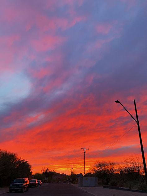 Tucson Sunset, Orange Clouds, Arizona Sunset, Pretty Skies, Sunset Beautiful, Desert Painting, Yellow And Purple, Sonoran Desert, Purple Sky