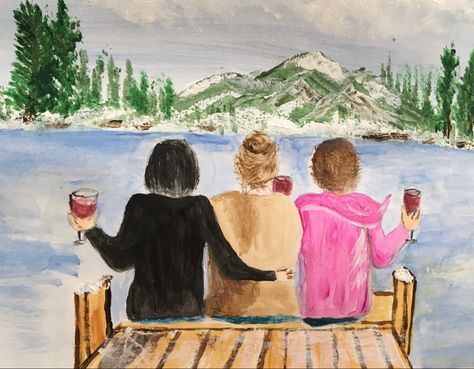 Friends Watercolor Paintings, Best Friends Watercolor, Watercolor Friends, Watercolor Friendship, Old Friends Funny, Friendship Painting, Friend Watercolor, Friendship Paintings, Friends Sketch