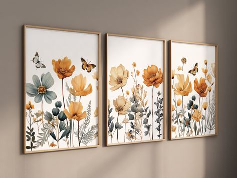 Wildflower Canvas Painting, Wildflower Bedroom, Wildflower Wall Hanging, Wild Flower Wall Art, Wild Flowers Wall Art, Wildflower Prints Wall Art, Vintage Flower Field Wall Art With Frame, Sunflower And Butterfly Wall Art, Wildflower Wall