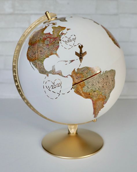 A wedding guest globe makes a perfect creative alternative to a guest book. They make a unique statement at a destination wedding or a memorable experience for your guests at your reception if you love to travel. All the people who love you most can sign the globe, and you can keep it to display in your home to remind you of the happiness of your wedding celebration. This listing is for one 12" wedding guestbook globe. The round part of the globe is 12" in diameter and is hand painted with the o Globe Wedding, Alternative World, Custom Guest Book, Guest Book Alternative, World Globe, Travel Map, You're My Favorite, The Best Is Yet To Come, Guest Book Alternatives