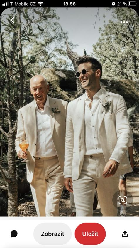 Mens Wedding Suits Abroad, Groom Suit Boho, Italian Wedding Groom, Engagement Suits For Men, Groom Suit Summer, White Linen Outfit, Casual Groom Attire, Suit For Men Wedding, Linen Suits For Men