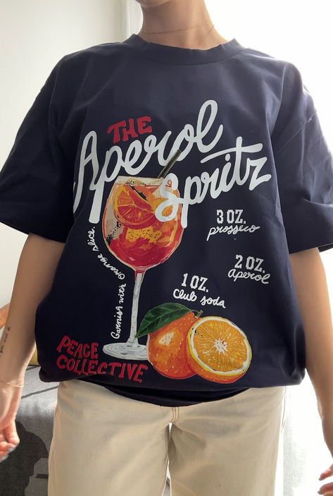 The Aperol Spritz Premium T-Shirt - Navy - XS Fit Female, Ready To Drink, Shirt Design Inspiration, Aperol Spritz, Orange Slices, Female Model, Apparel Design, Infant Tees, Spring Outfits