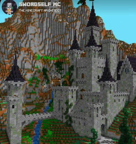 Minecraft Burg, Minecraft Mountain Castle, Minecraft Castle Blueprints, Minecraft Mountain, Minecraft Castle Designs, Minecraft Kingdom, Hyrule Castle, Minecraft Structures, Minecraft Pictures